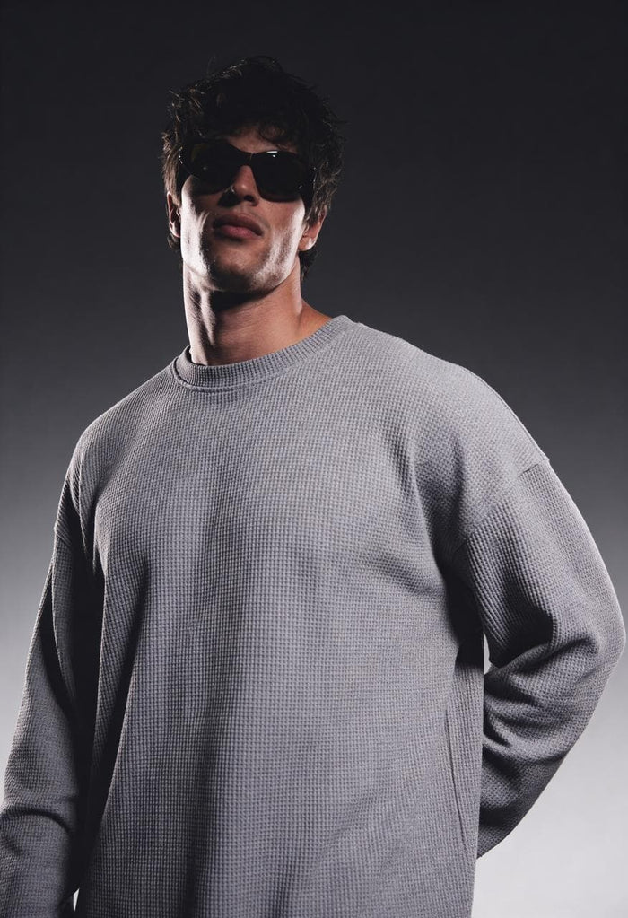 ASHFALL GREY ESSENTIAL WAFFLE TEE