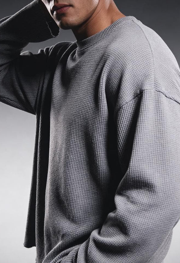 ASHFALL GREY ESSENTIAL WAFFLE TEE