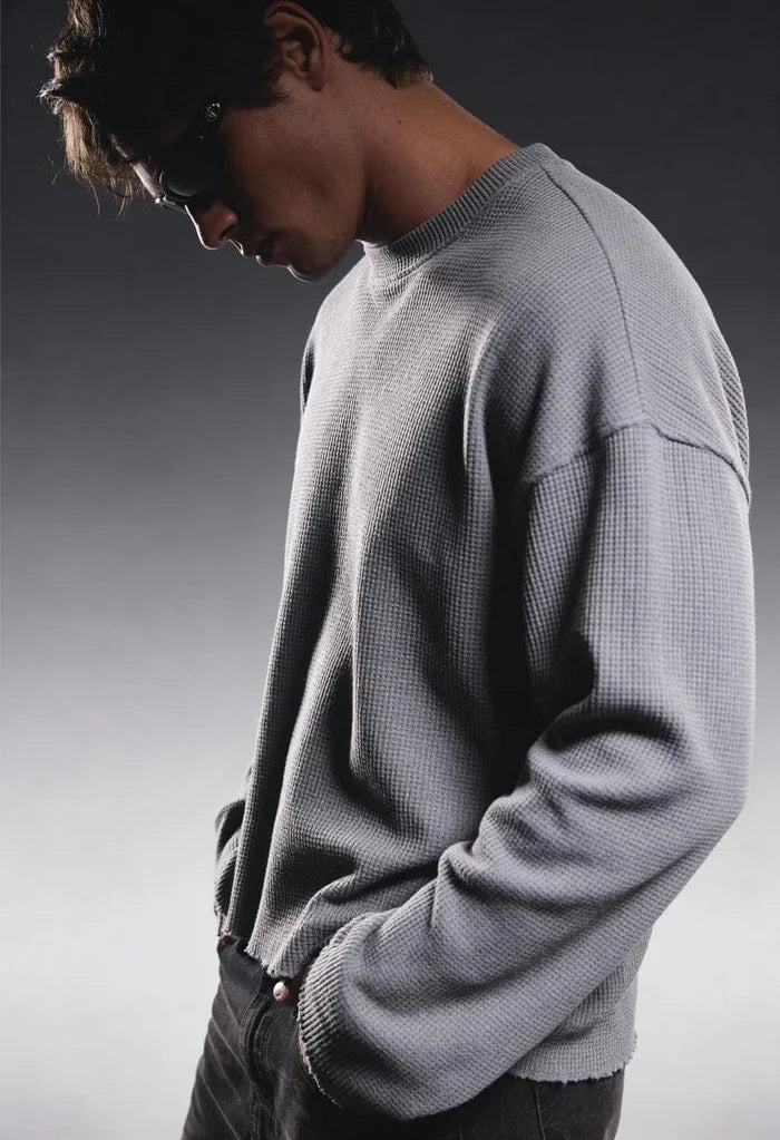 ASHFALL GREY ESSENTIAL WAFFLE TEE