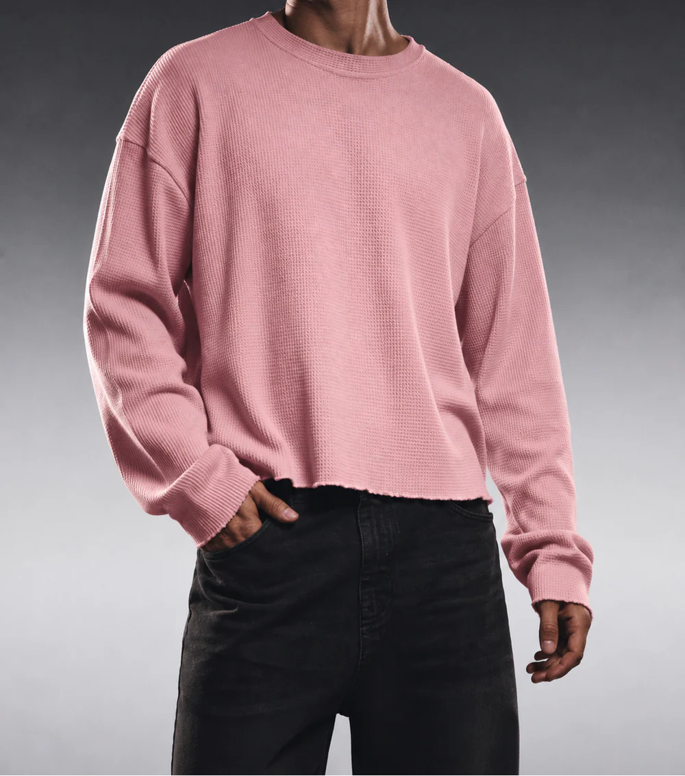 DUSTY ROSE ESSENTIAL WAFFLE TEE