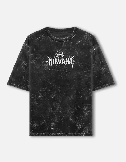 Nirvana Skull Sigil Acid Washed Oversized TEE