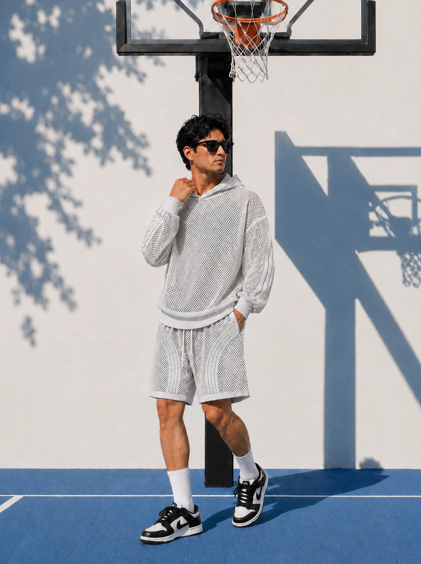Light Grey Mesh Shorts