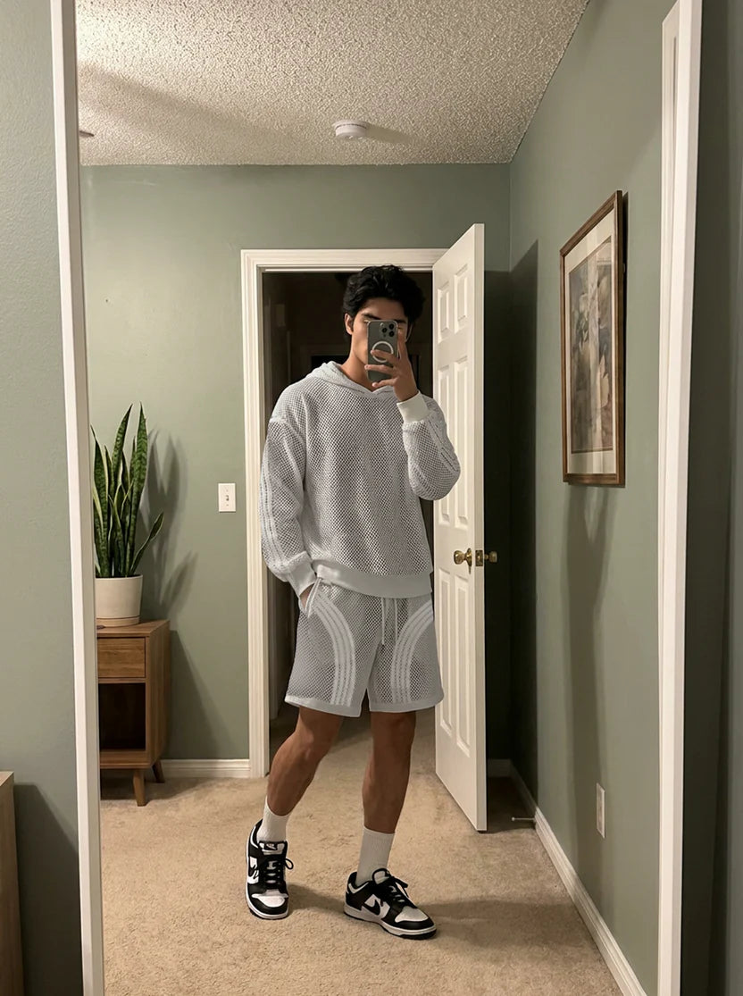 Light Grey Mesh Shorts