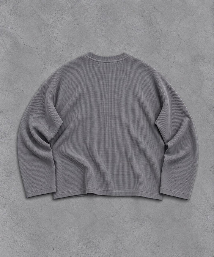 Slate Grey Waffle Henley TEE