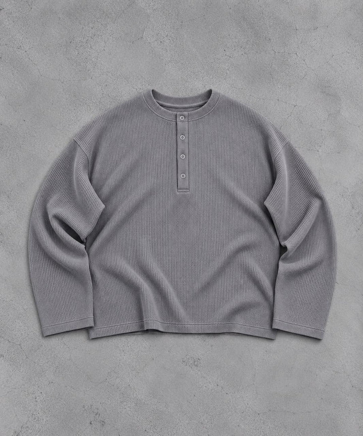 Slate Grey Waffle Henley TEE