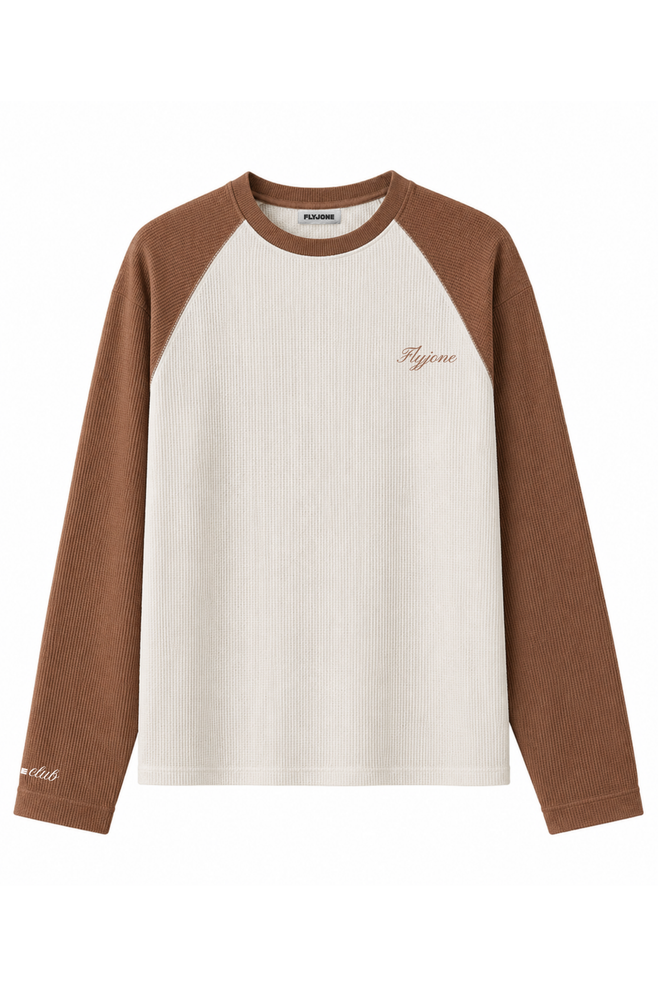 BROWN RAGLAN WAFFLE TEE