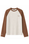 BROWN RAGLAN WAFFLE TEE
