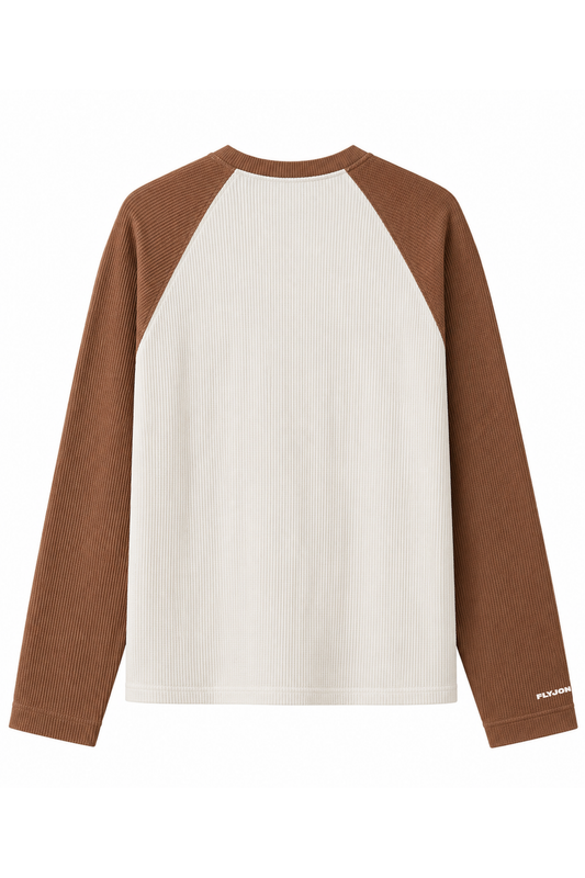 BROWN RAGLAN WAFFLE TEE