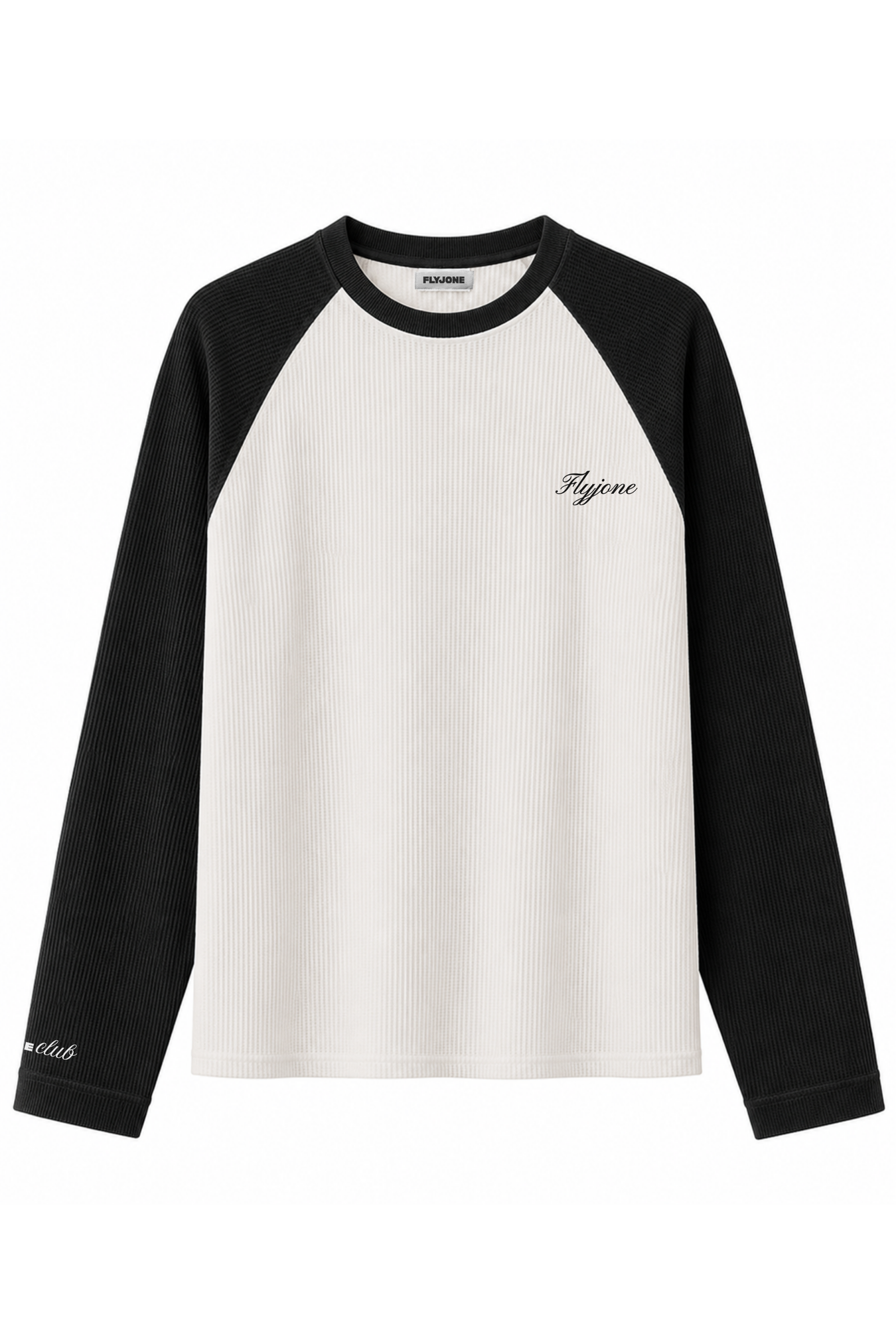 BLACK RAGLAN WAFFLE TEE