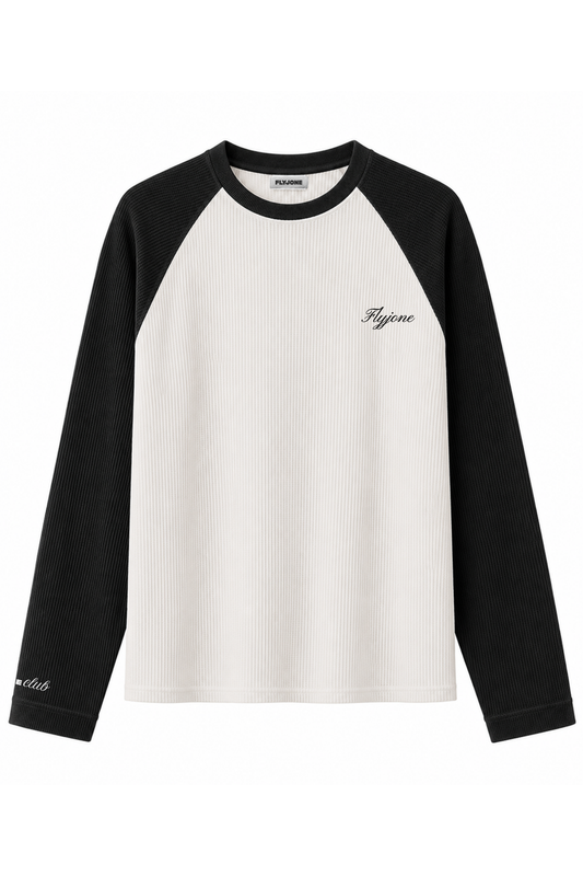 BLACK RAGLAN WAFFLE TEE