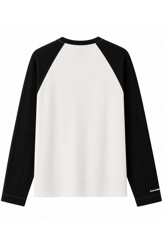 BLACK RAGLAN WAFFLE TEE