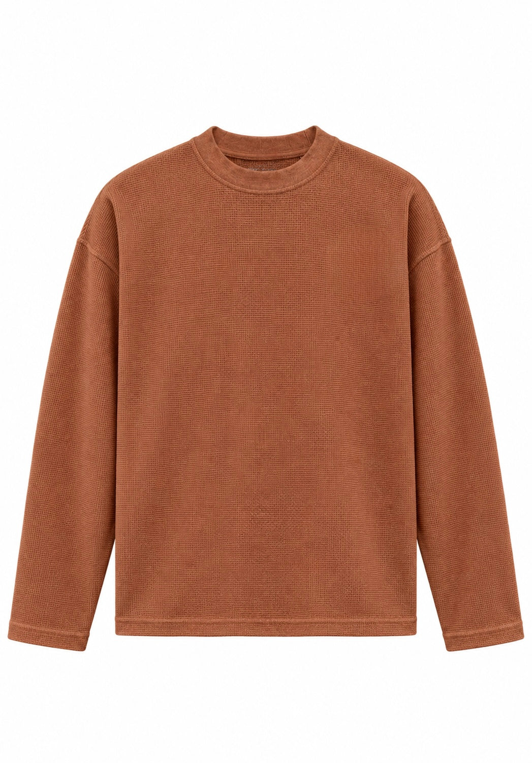 BROWN BASIC WAFFLE TEE