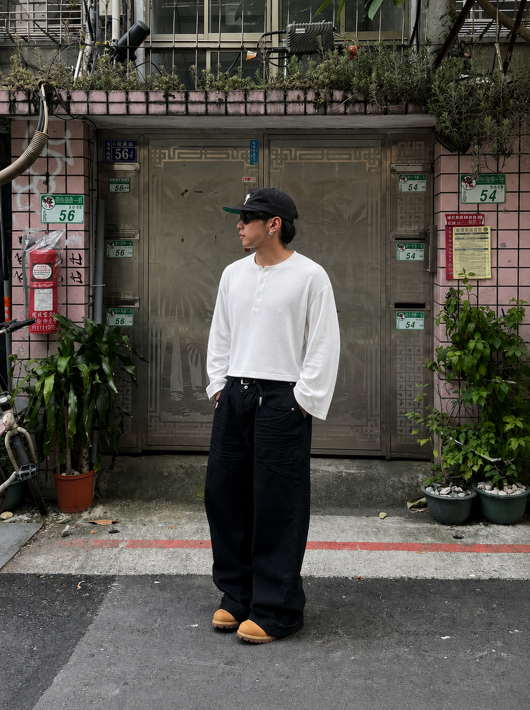 White Waffle Henley TEE