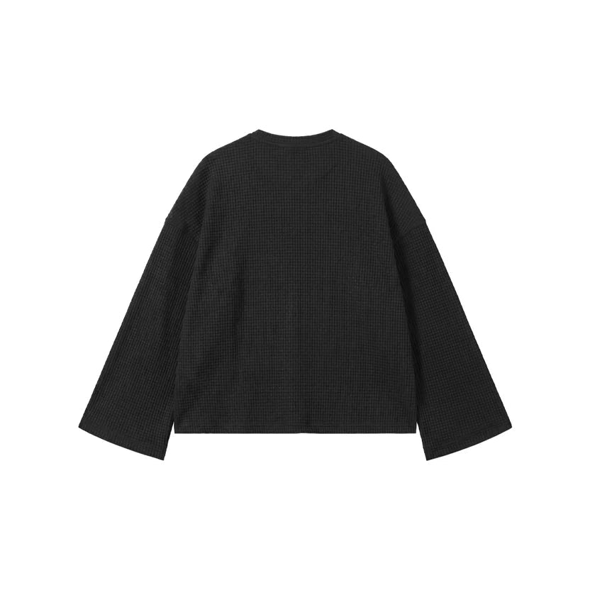 Black Waffle Henley TEE