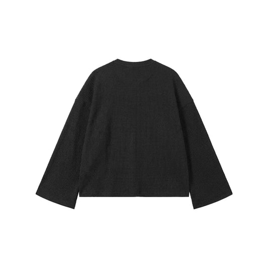 Black Waffle Henley TEE
