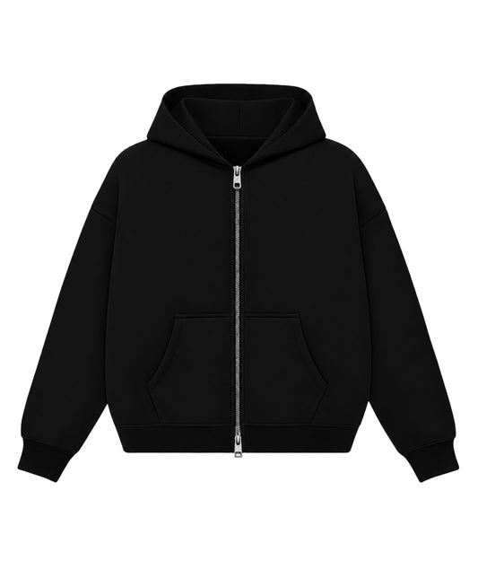 BLACK ZIPPER HOODIE