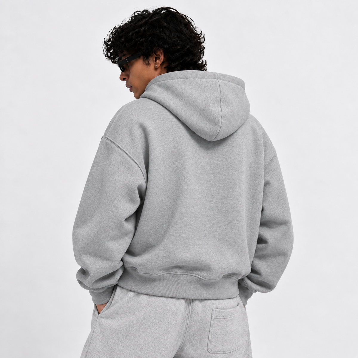 GREY ZIPPER HOODIE