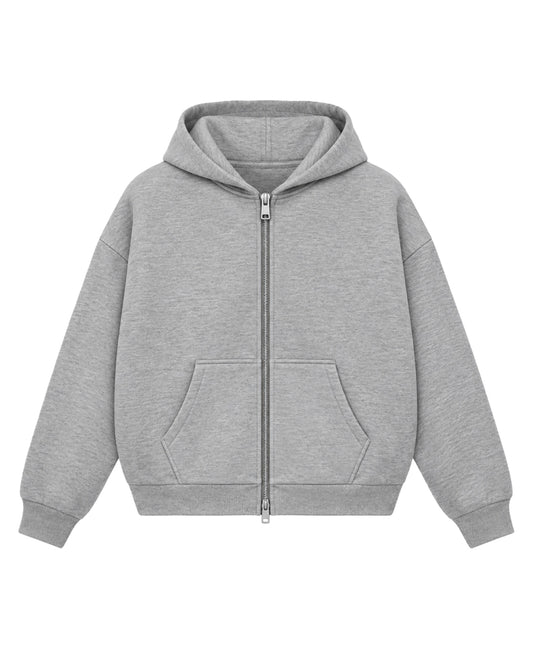 GREY ZIPPER HOODIE