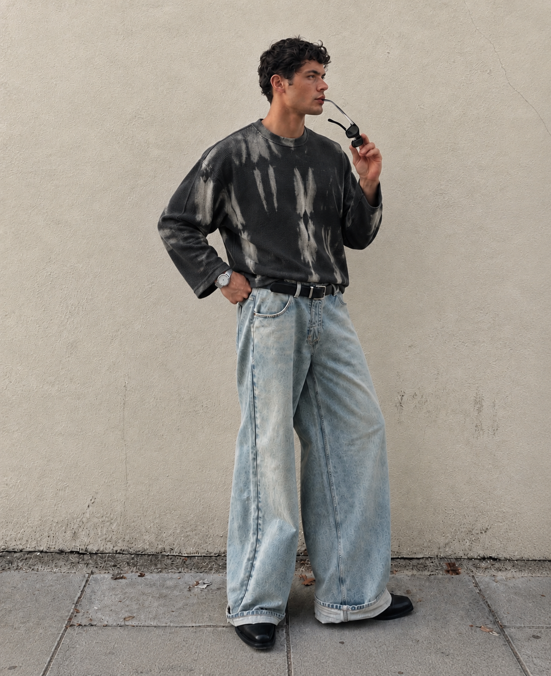 HAMMER WASH WAFFLE OVERSIZED TEE
