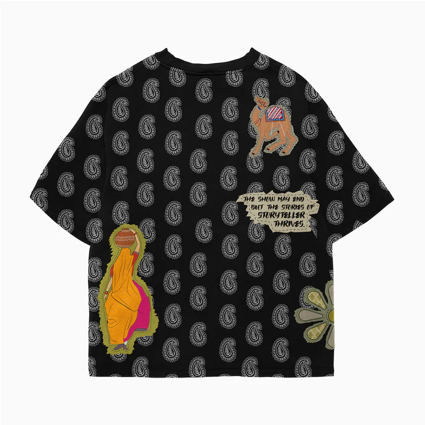 Heritage Village Oversized Black TEE