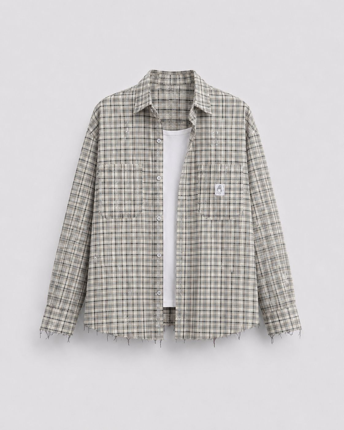 Raw hem plaid flannel Shirt