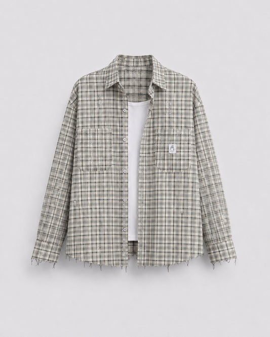Raw hem plaid flannel Shirt