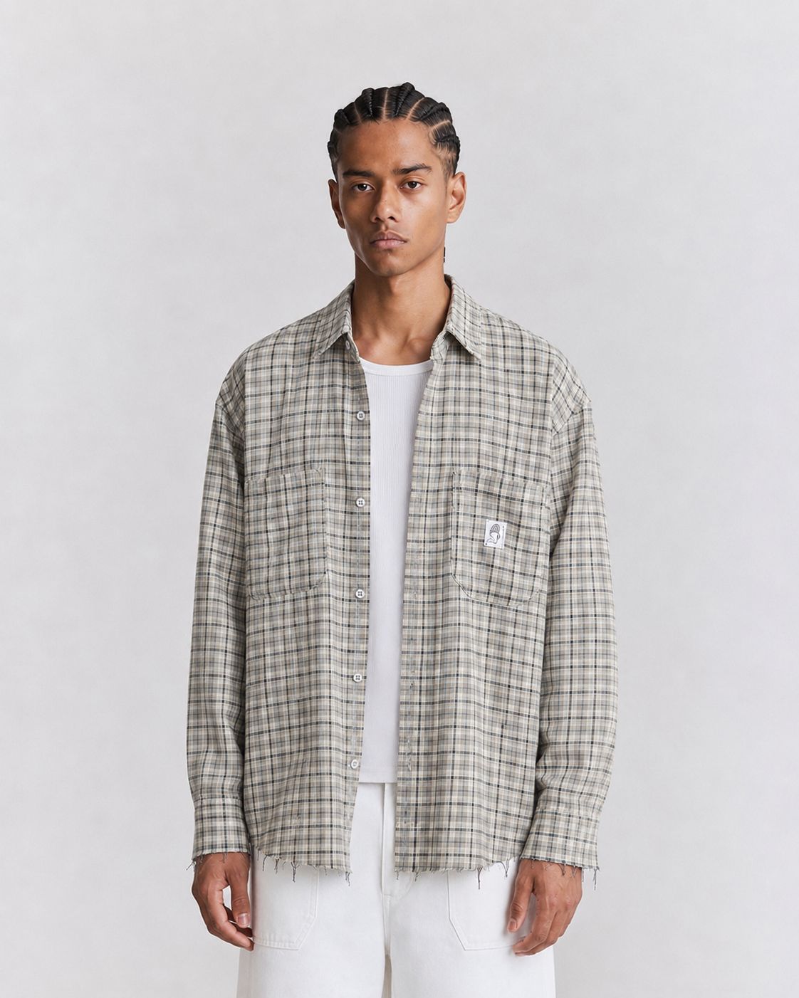 Raw hem plaid flannel Shirt