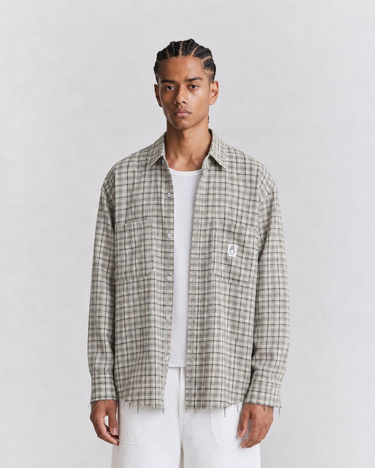 Raw hem plaid flannel Shirt
