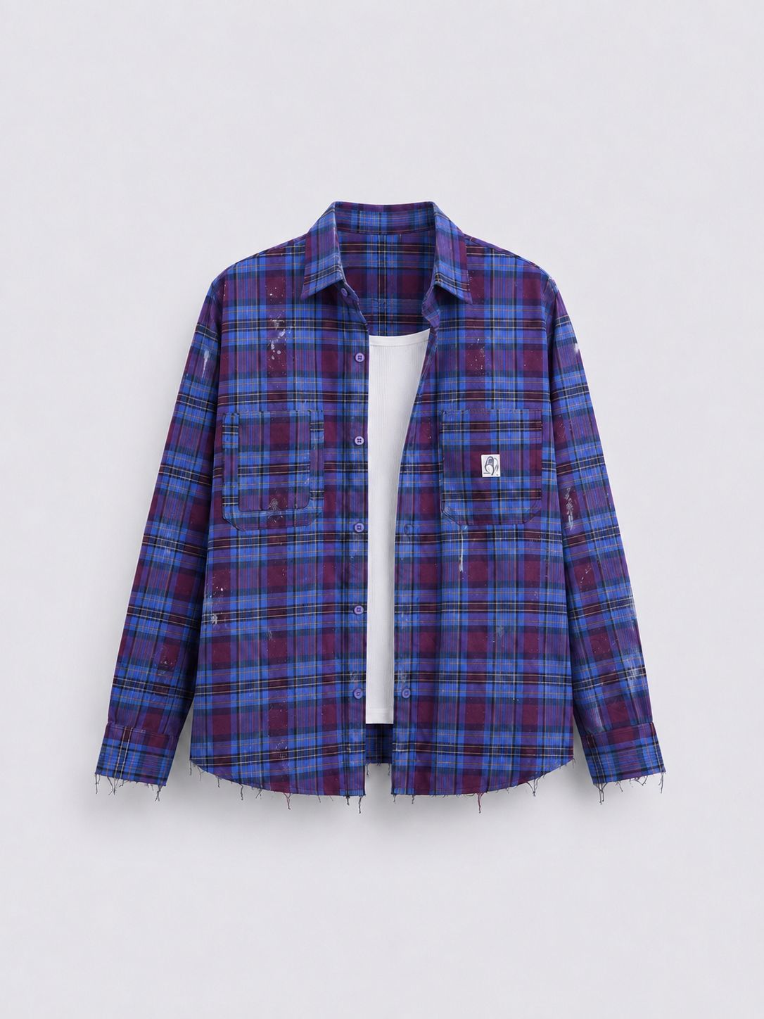 Raw hem plaid flannel Shirt