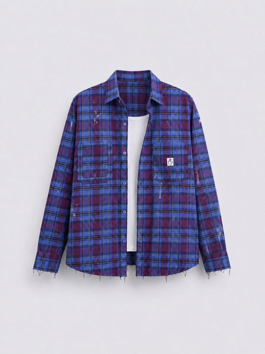 Raw hem plaid flannel Shirt