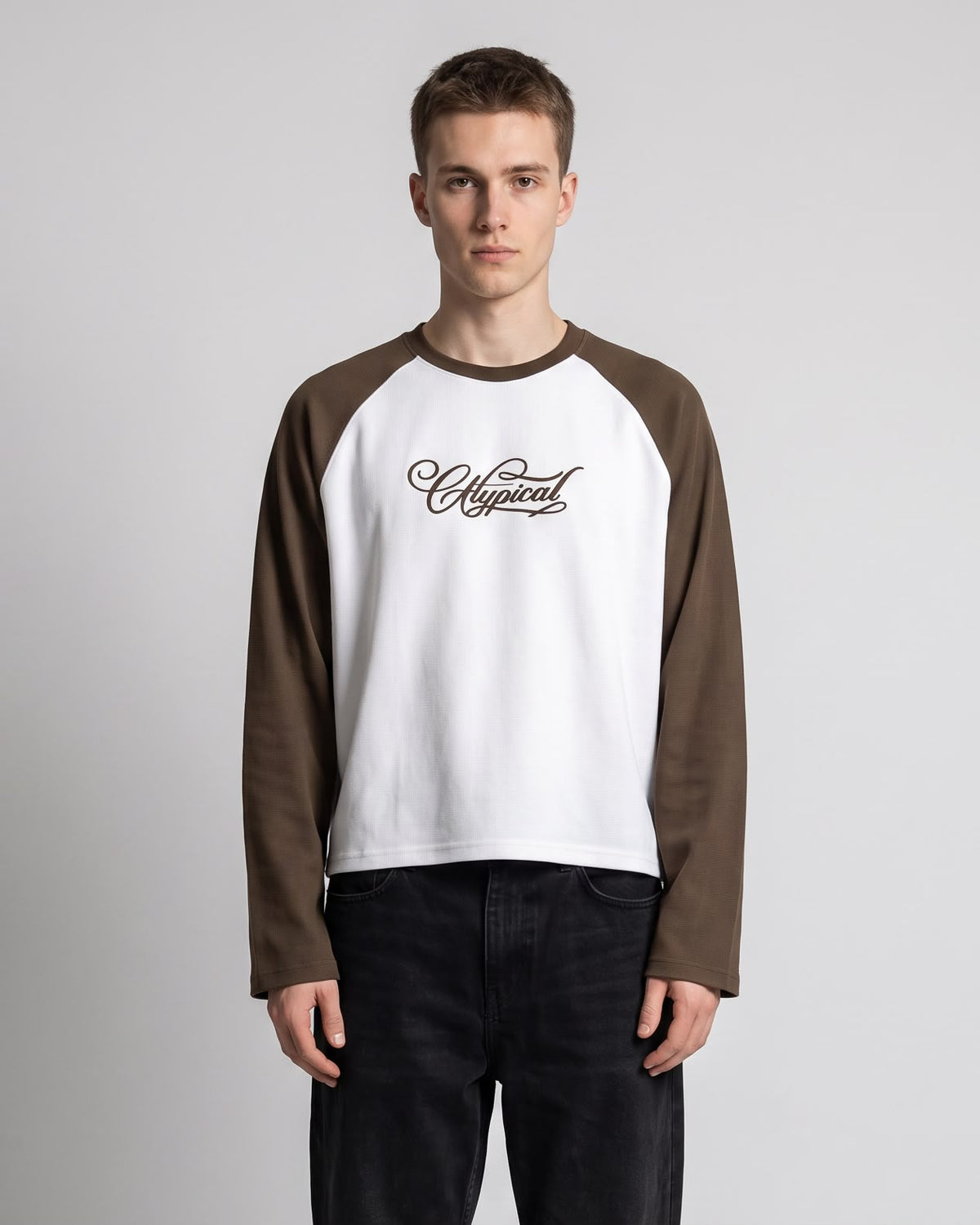 Raglan WAFFLE TEE Sleeves Brown