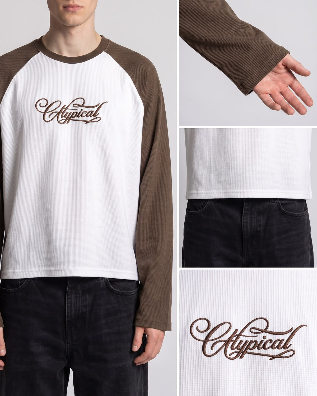 Raglan WAFFLE TEE Sleeves Brown