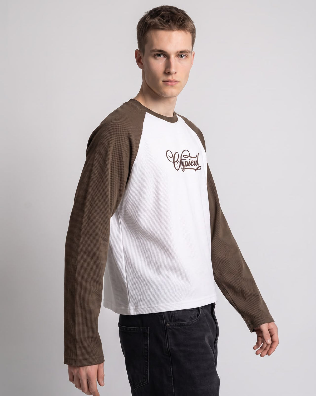 Raglan WAFFLE TEE Sleeves Brown