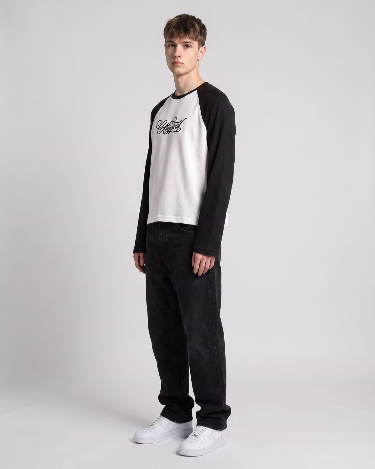 Raglan WAFFLE TEE Sleeves Black