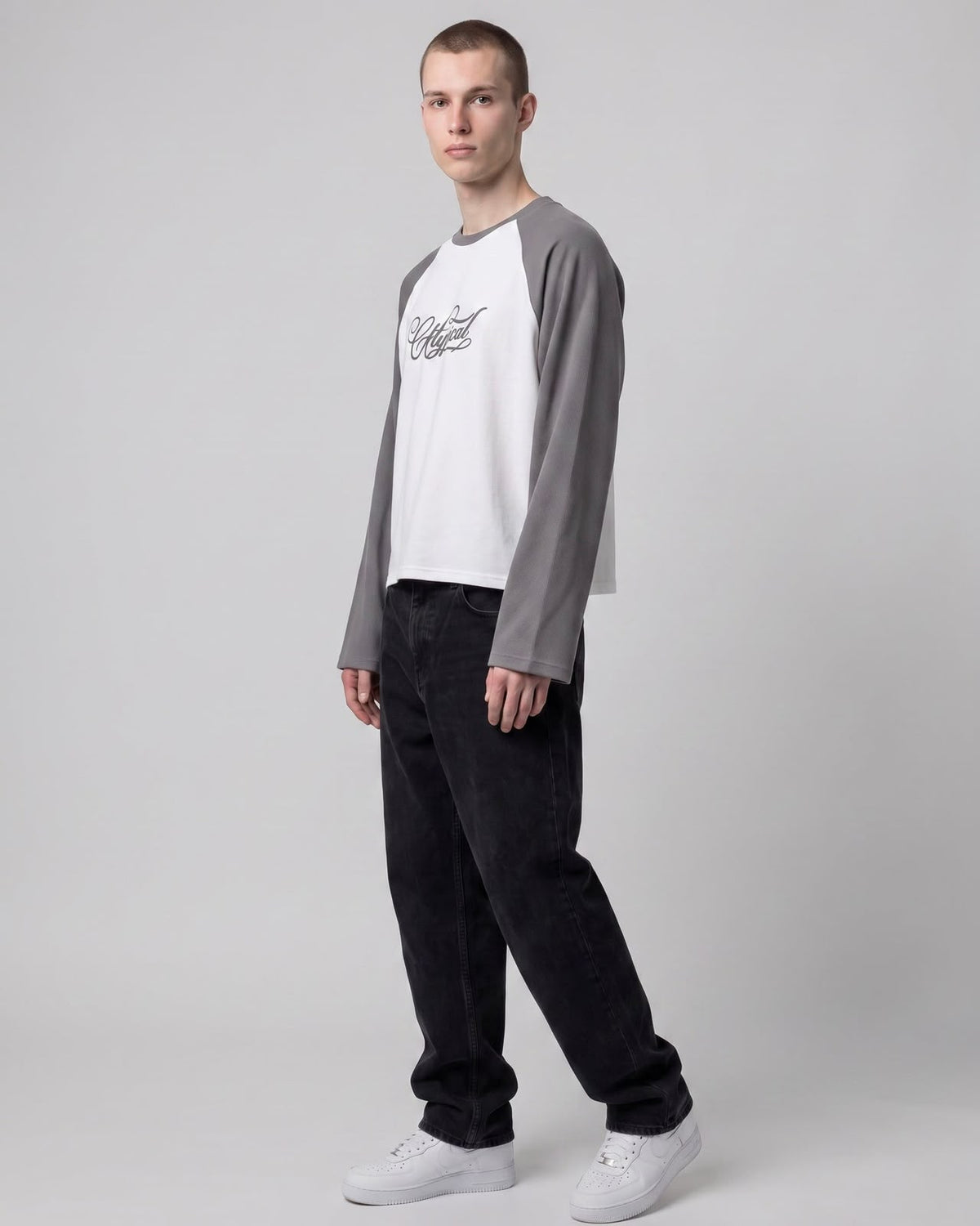 Raglan WAFFLE TEE Sleeves Grey