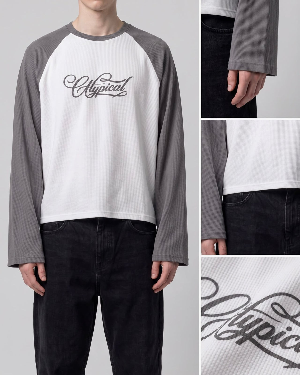 Raglan WAFFLE TEE Sleeves Grey