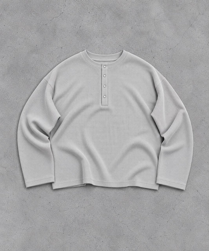 ICE GREY Waffle Henley TEE