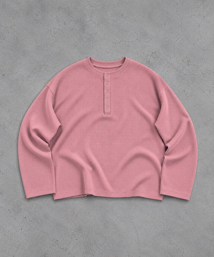 ROSE Waffle Henley TEE