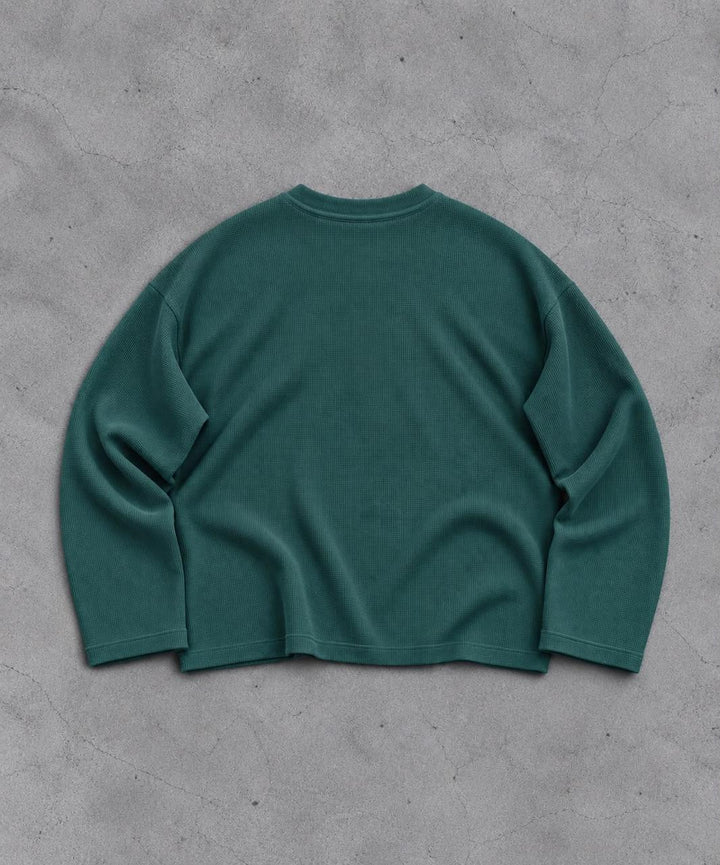 DEEP TEAL Waffle Henley TEE