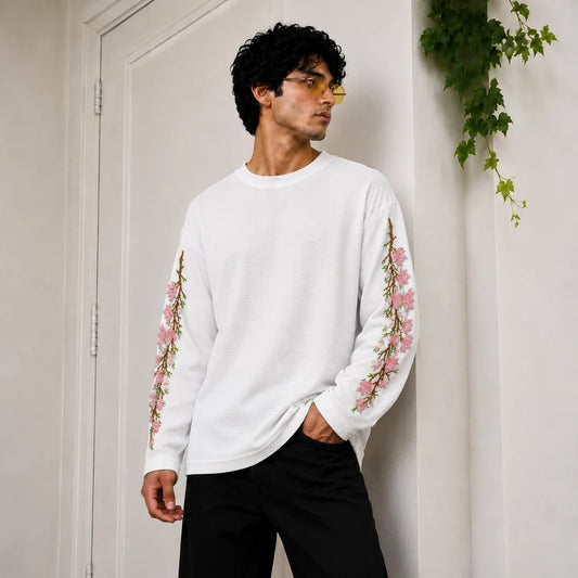 White Sakura Waffle TEE