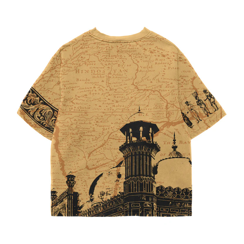 Indian Streetscape Oversized Beige TEE